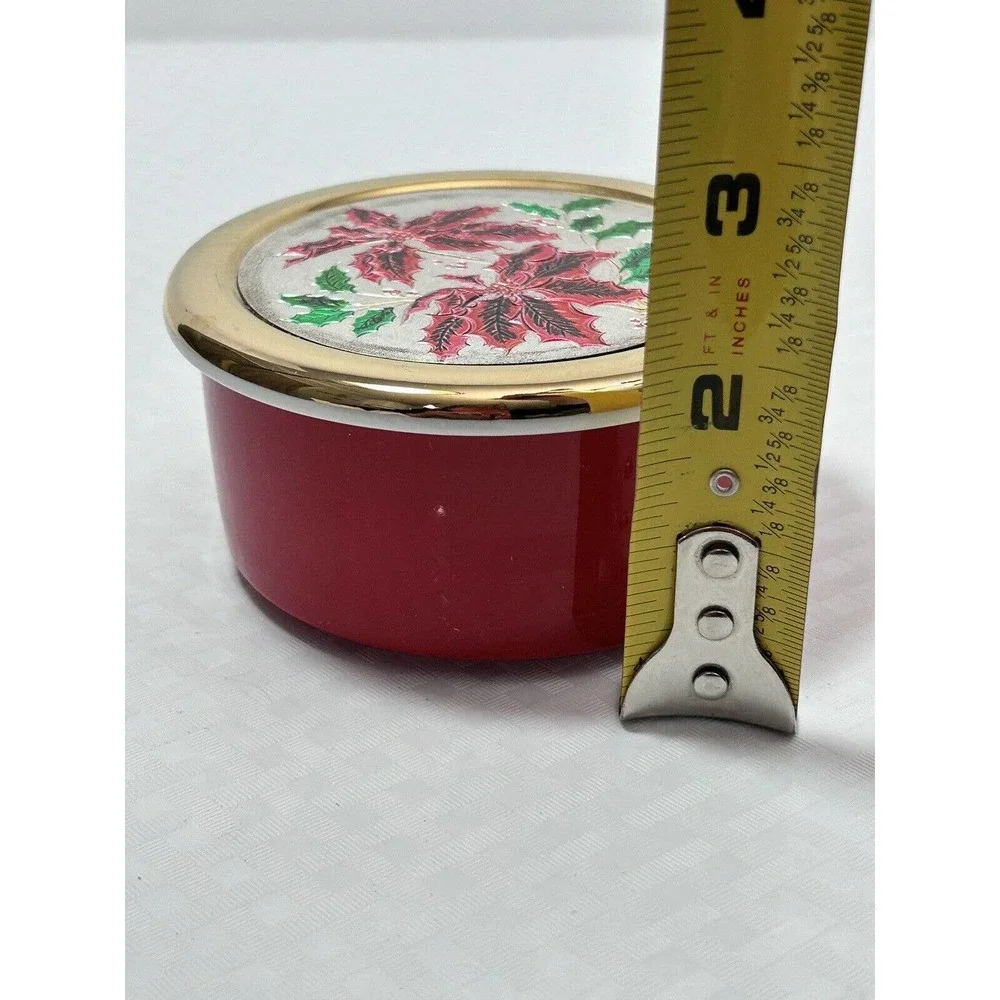 Chokin Poinsettias Trinket Dish Jamestown China With Gold Rim‎ Christmas